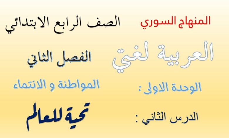 تحية للعالم العربية لغتي صف رابع