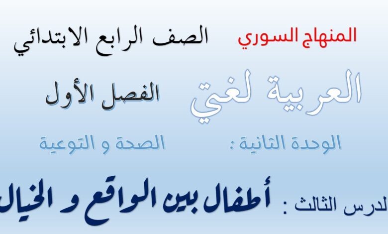 كتاب العربية لغتي رابع سورية