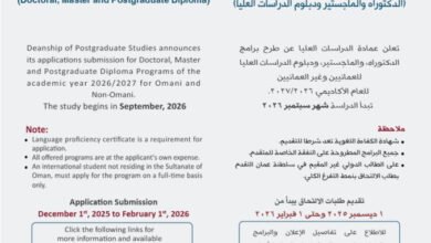 جامعة السلطان قابوس تفتح باب التقديم لبرامج الدراسات العليا 2026/2027