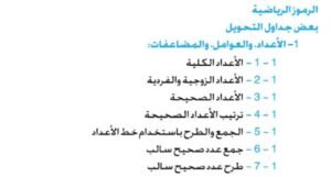 الوحدة الأولى: الأعداد والعوامل والمضاعفات