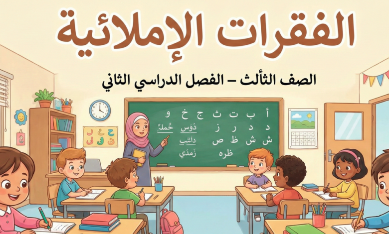 الفقرات الإملائية الصف الثالث – الفصل الدراسي الثاني