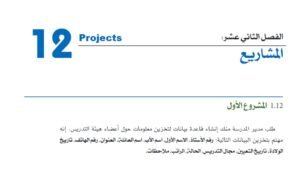 الفصل الثاني عشر: المشاريع