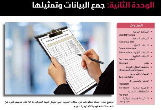 الوحدة الثانية: جمع البيانات وتمثيلها