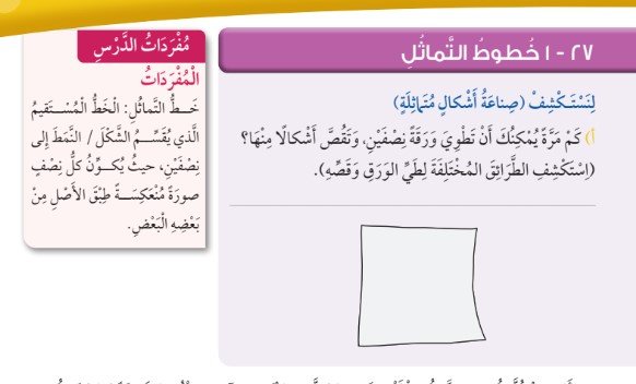 الدرس الخامس والعشرون: خطوط التماثل