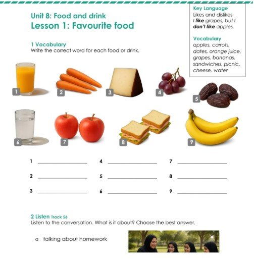 الوحدة الثامنة: Food and drink