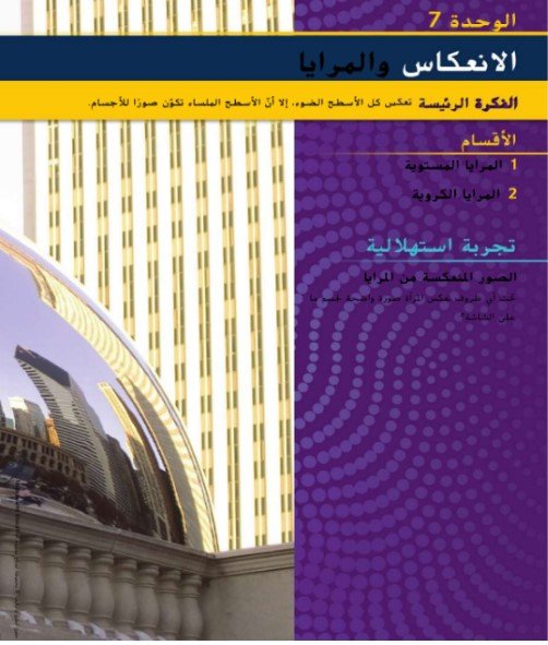 الوحدة السابعة: الانعكاس والمرايا