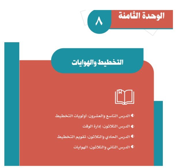 الوحدة الثامنة: التخطيط والهوايات