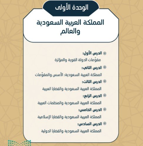 الوحدة الأولى: المملكة العربية السعودية والعالم