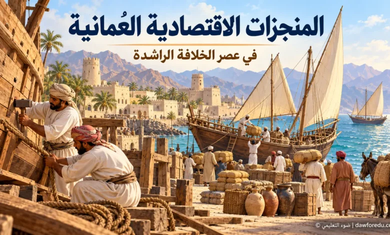 رسم تعليمي للتجارة البحرية وصناعة السفن ضمن المنجزات الاقتصادية العُمانية في عصر الخلافة الراشدة – ضوء التعليمي.