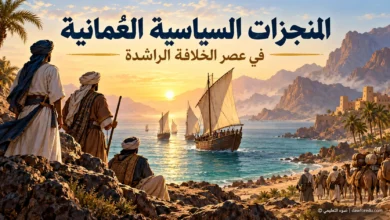 رسم توضيحي للسفن العُمانية والمشاركة في الفتوحات الإسلامية خلال عصر الخلافة الراشدة – ضوء التعليمي.