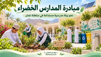 طلاب يعتنون بحديقة مدرسية ضمن مبادرة المدارس الخضراء في سلطنة عُمان.