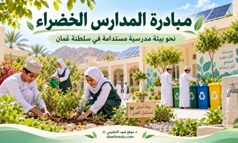 طلاب يعتنون بحديقة مدرسية ضمن مبادرة المدارس الخضراء في سلطنة عُمان.